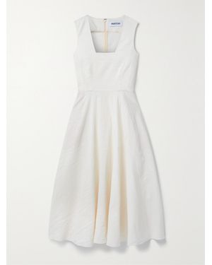 Partow Carina Belted Crinkled-Crepe Midi Dress - White