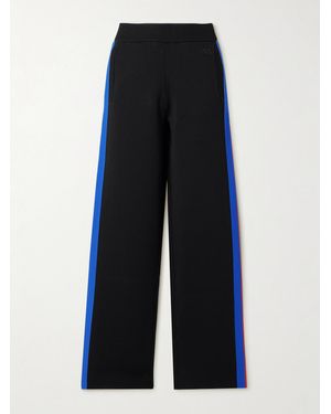 Wales Bonner Tide Striped Embroidered Tech-Jersey Wide-Leg Track Trousers - Blue