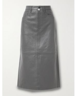 Goldsign The Low Slung Leather Midi Skirt - Grey