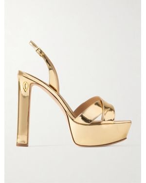 Jennifer Chamandi Leonardo 130 Metallic Leather Platform Slingback Sandals