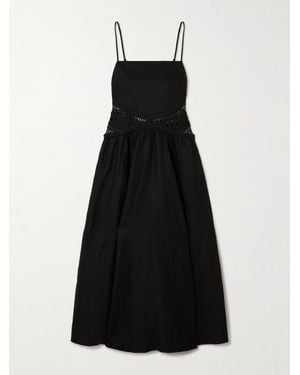 Jonathan Simkhai Malena Embroidered Linen-Blend Midi Dress - Black