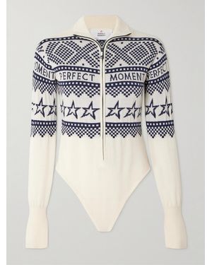Perfect Moment Holiday Intarsia Merino Wool Bodysuit - Grey