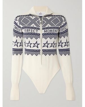 Perfect Moment Holiday Intarsia Merino Wool Bodysuit - Grey