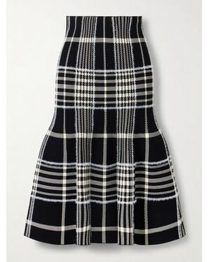 Brandon Maxwell The Rory Checked Jacquard-Knit Midi Skirt - Black