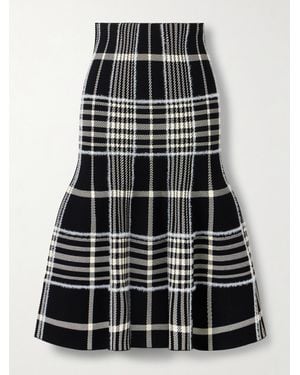 Brandon Maxwell The Rory Checked Jacquard-Knit Midi Skirt - Black