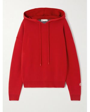 Tory Burch Appliquéd Wool-Blend Hoodie - Red