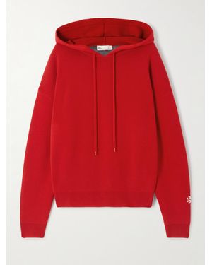 Tory Burch Appliquéd Wool-Blend Hoodie - Red
