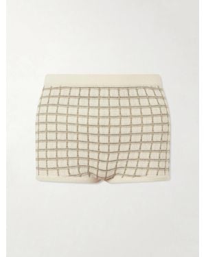 The Elder Statesman Ida Checked Cashmere Shorts - Natural