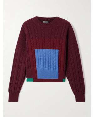 Loewe Mehrlagiger Zopfstrickpullover Aus Wolle - Rot