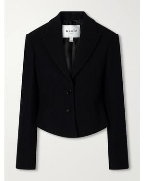 Alaïa Cropped Wool-Felt Blazer - Black