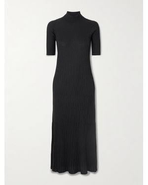 Brunello Cucinelli Ribbed Cashmere-Blend Midi Dress - Black
