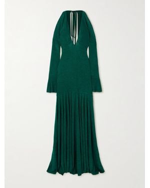 Christopher John Rogers Cutout Ribbed-Knit Maxi Dress - Green