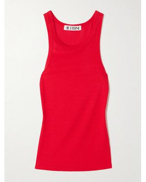 ÉTERNE Ribbed Stretch-Jersey Tank - Red