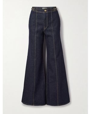 Ulla Johnson The Delphine Embellished High-Rise Flared Jeans - Blue