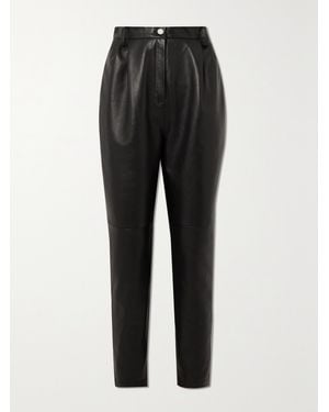 Magda Butrym Cropped Leather Tapered Pants - Black