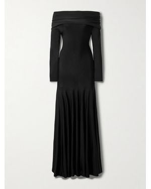 KHAITE Robe Longue Épaules Nues En Jersey Genesis - Noir