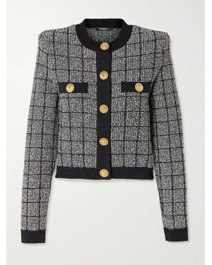 Balmain Metallic Tweed Cardigan - Gray