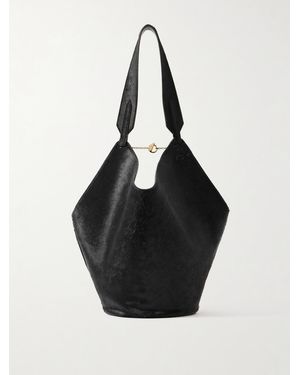 KHAITE Lotus Small Leather Tote - Black