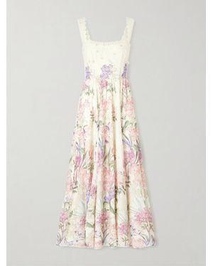 Charo Ruiz Crissy Floral Printed Cotton-Blend Maxi Dress - White