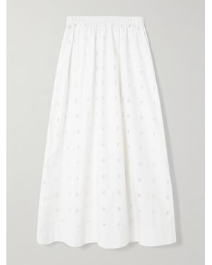 Posse Peggy Broderie Anglaise Cotton-Poplin Midi Skirt - White