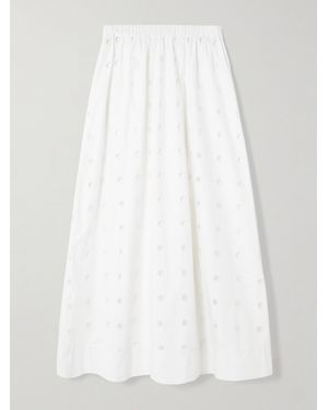 Posse Peggy Broderie Anglaise Cotton-Poplin Midi Skirt - White