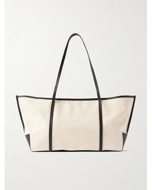 St. Agni Bateau Leather-Trimmed Cotton-Canvas Tote - Natural