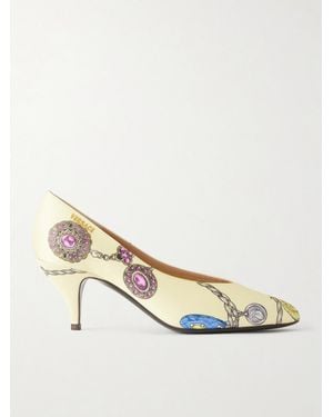 Versace Tina Printed Satin Pumps - Natural