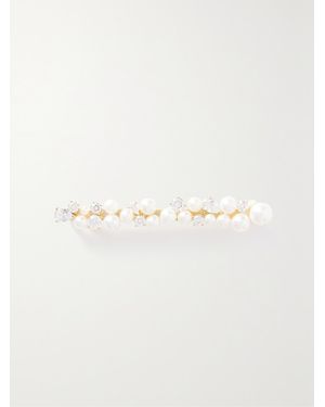 Completedworks Net Sustain Vergoldete Haarspange Aus Recyceltem Metall Mit Perlen Und Kristallen - Weiß