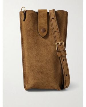 Metier Minimalist Double Suede Shoulder Bag - Brown