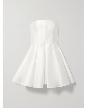Rasario Strapless Pleated Satin Mini Dress - White