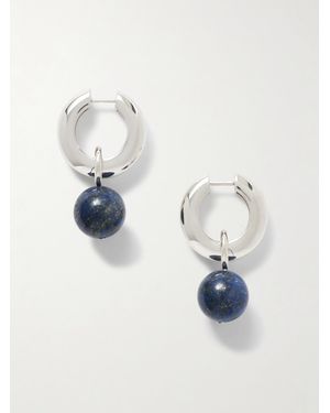 AGMES Sonia Recycled Sterling Lapis Lazuli Hoop Earrings - Blau