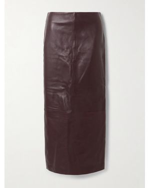 St. Agni Panelled Leather Maxi Skirt - Brown