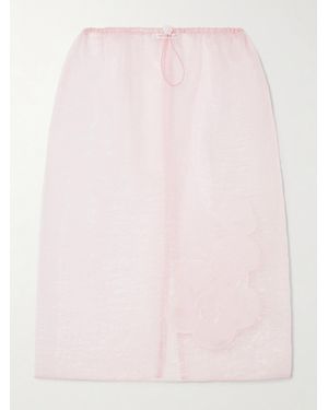 Cecilie Bahnsen Bambi Appliquéd Crinkled-Organza Midi Skirt - Pink