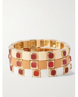 Roxanne Assoulin Set De Trois Bracelets En Métal, Émail Et Zircons Cubiques The Neutral Standouts - Métallisé