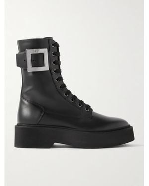 Roger Vivier Buckle-Embellished Leather Ankle Boots - Black