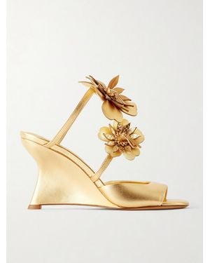 Zimmermann Belara 85 Embellished Metallic Leather Wedge Sandals