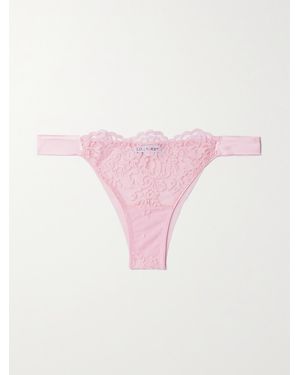 I.D Sarrieri Emma Corded Lace, Tulle And Satin Thong - Pink