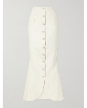 Wiederhoeft Embellished Denim Midi Skirt - White