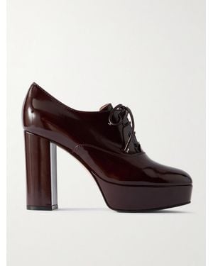 Gianvito Rossi 70 Patent-Leather Platform Oxford Pumps - Braun