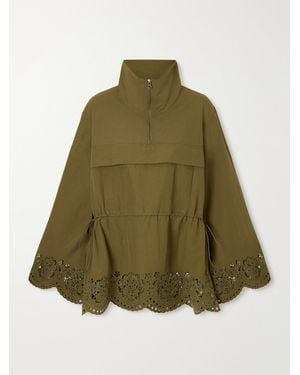 Sea Vittoria Broderie Anglaise-Trimmed Shell Jacket - Green