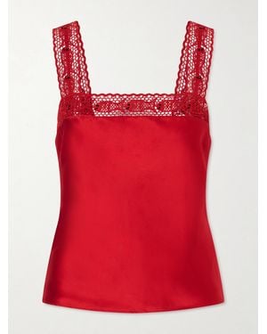 STAUD Da Adolfo Collection Veronica Silk-Satin Tank - Red