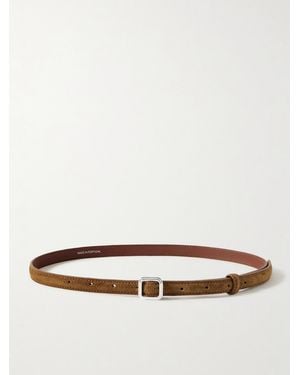 LIE STUDIO The Georgia Slim Suede Belt - Brown