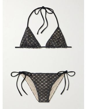 Missoni Metallic Crochet-Knit Triangle Bikini - Braun