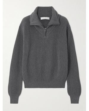 Giuliva Heritage Philip Ribbed Cotton Half-Zip Jumper - Grey