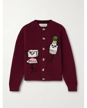 S.S.Daley Cardigan Aus Wolle Mit Sugar & Spice-Intarsienmotiv - Rot