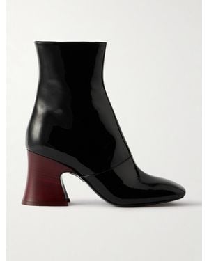 Chloé Janis Patent-Leather Ankle Boots - Black