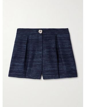 Violante Nessi Short En Tweed De Soie À Plis Pasolini - Bleu