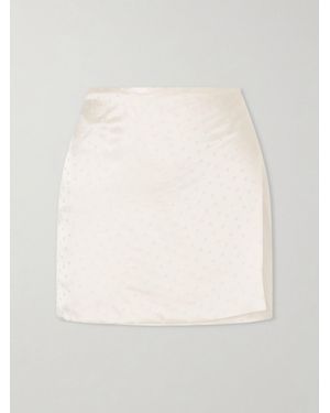 Aflalo Shejo Polka-Dot Satin-Jacquard Mini Skirt - Natural