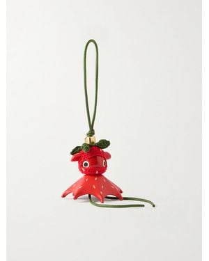 Loewe Paula's Ibiza Strawberry Logo-Embellished Leather Charm - White