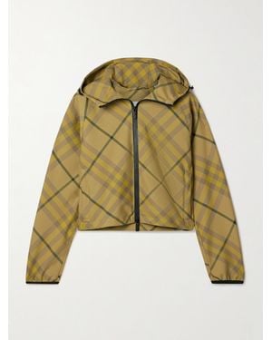 Burberry Cropped Hooded Checked Twill Jacket - Green